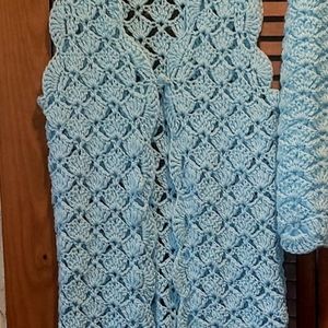 Hand knit crochet vest w matching mini skirt 70's sz M